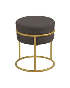 Puff Decorativo Agata Base em Ferro Dourado Veludo Marrom