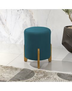 Puff Decorativo Luxo Sala de Estar Jade Veludo Azul