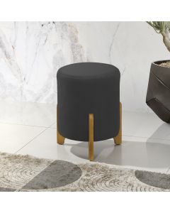 Puff Decorativo Luxo Sala de Estar Jade Veludo Preto