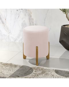 Puff Decorativo Luxo Sala de Estar Jade Veludo Rosa